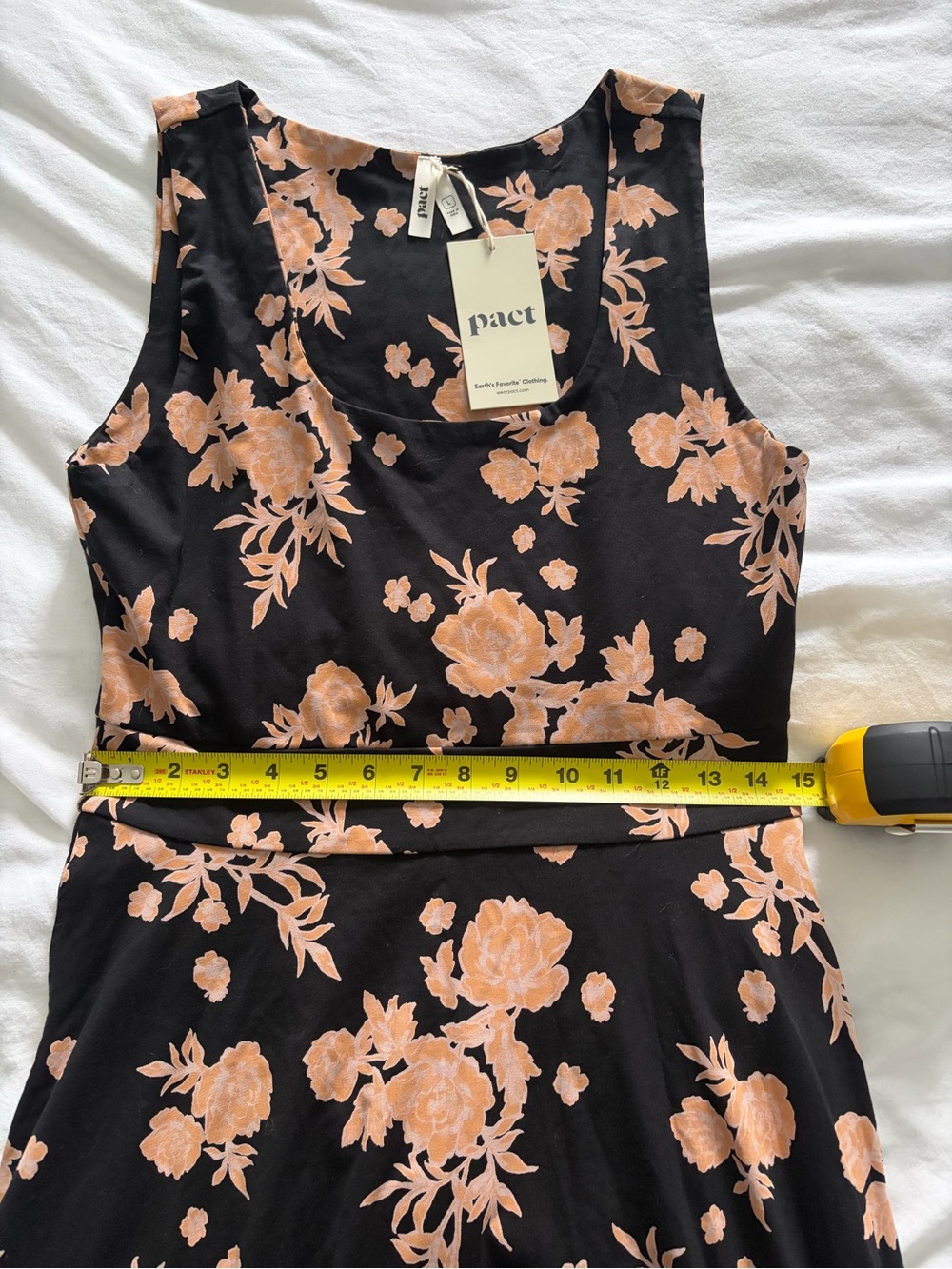 Pact Women’s Black Twilight Floral Fit & Flare Handkerchief Dress Large NWT - Picture 9 of 14